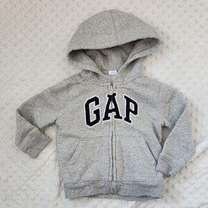 GAP Kids Light Grey Hoodie with Navy Logo